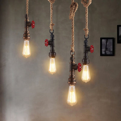 Modern Vintage Industrial Twine Iron 1-Light Pendant Light