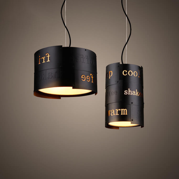 Retro Loft Iron Cylinder Letter 1-Light Pendant Light