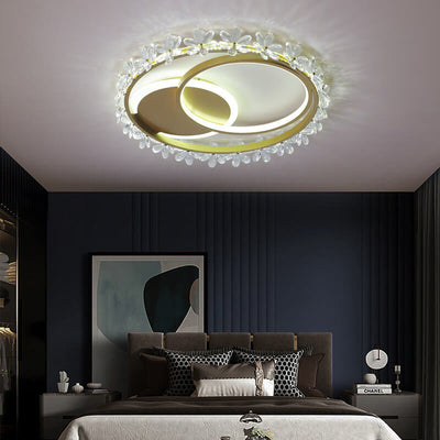 Nordic Luxury Crystal Lace Circle LED Flush Mount Ceiling Light