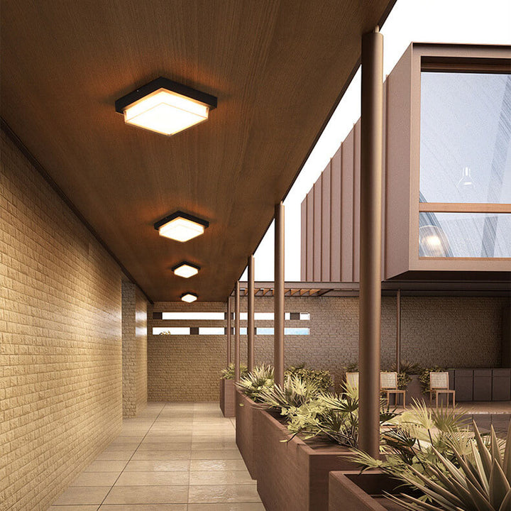 Modern Minimalist Square Aluminum Acrylic Induction LED Flush Mount Ceiling Light For Outdoor