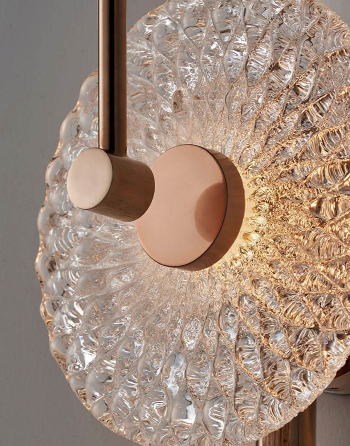 Moderne Luxus-Texturglas-Runde Gebogene Arm LED Wandleuchte 