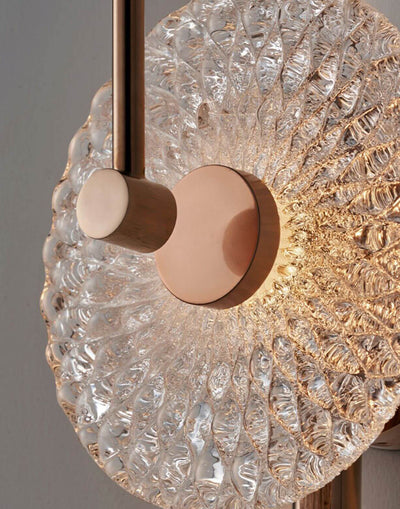 Modern Luxury Textured Glass Round Curved Arm LED Wall Sconce Lamp