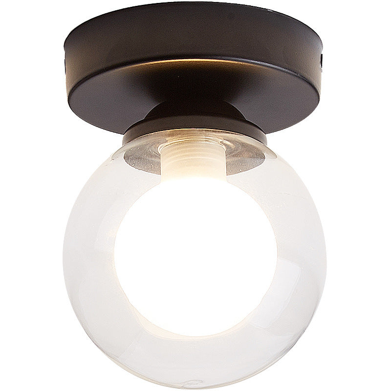 Modern Simple Glass Round Ball 1-Light Semi-Flush Mount Ceiling Light