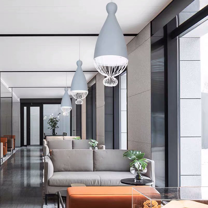 Contemporary Nordic Iron Macaron Bowling Shape 1-Light Pendant Light For Living Room &amp; Dining Room