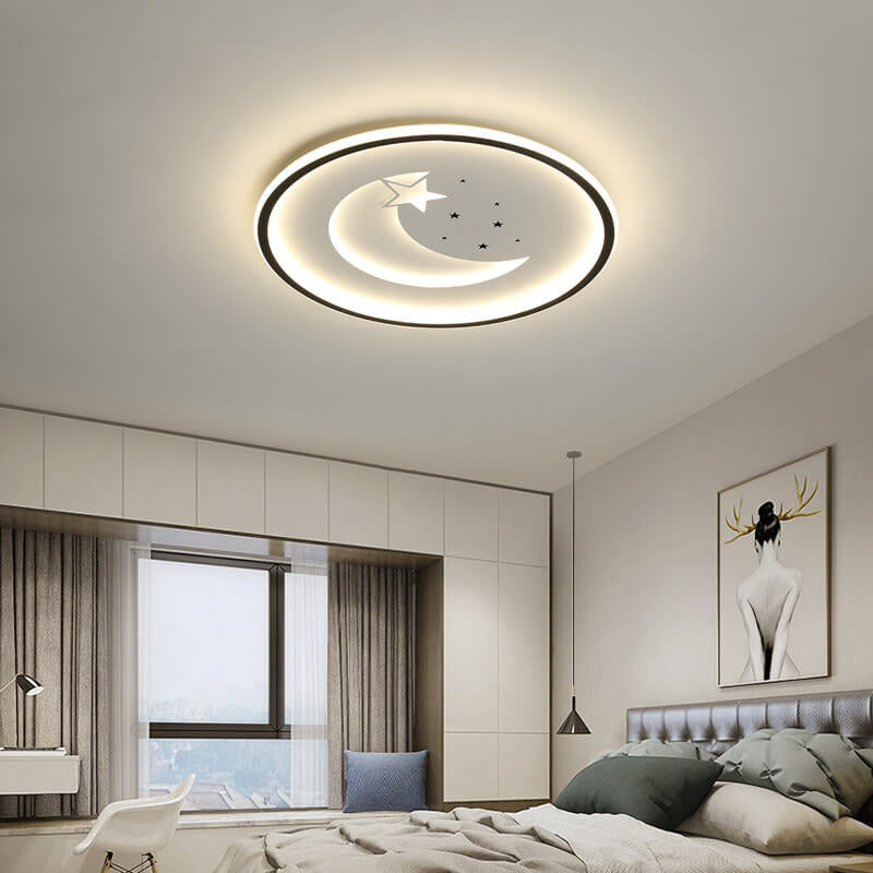 Luz de techo de montaje empotrado LED delgada con anillo de círculo lunar minimalista nórdico 