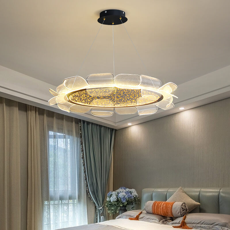 Modern Light Luxury Acrylic Flower Petal Round LED Chandelier