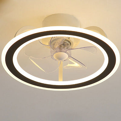 Nordic Creative Round LED Semi-Flush Mount Ceiling Fan Light