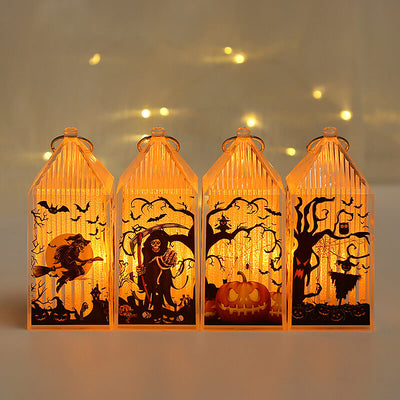 Petite lanterne Portable citrouille d'halloween, squelette de sorcière, décorations d'ambiance, lumières 
