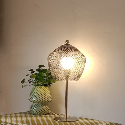 Modern Minimalist Smoke Gray Glass Metal 1-Light Table Lamp