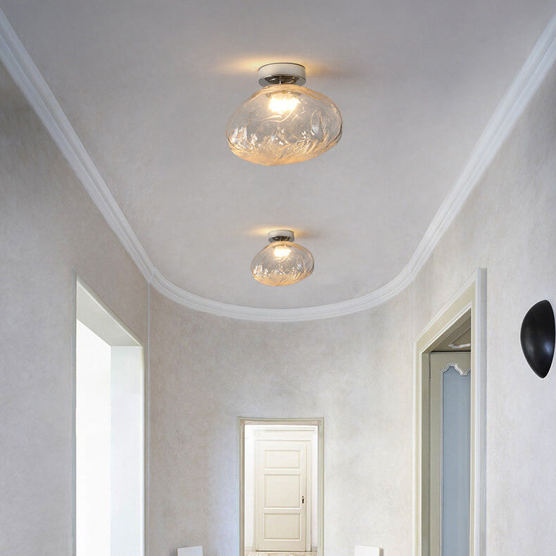 Nordic Creative Amber Glass Cloud Design LED Semi-Flush Mount Ceiling Light