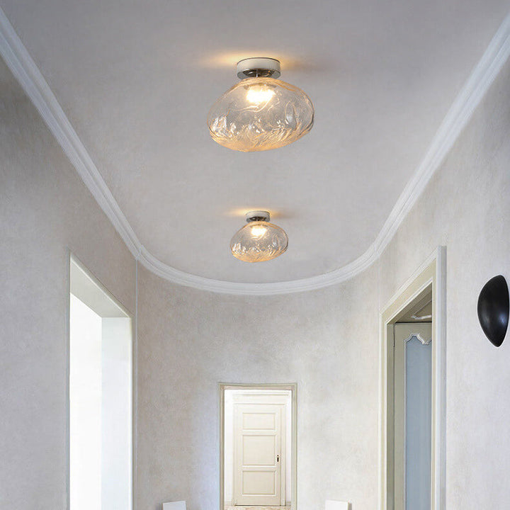 Conception de nuage en verre ambré créatif nordique LED Plafonnier semi-encastré 
