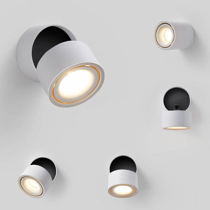 Modern Minimalist Round Aluminium Rotatable Folding LED Wall Sconce Lamp For Living Room &amp; Bedroom