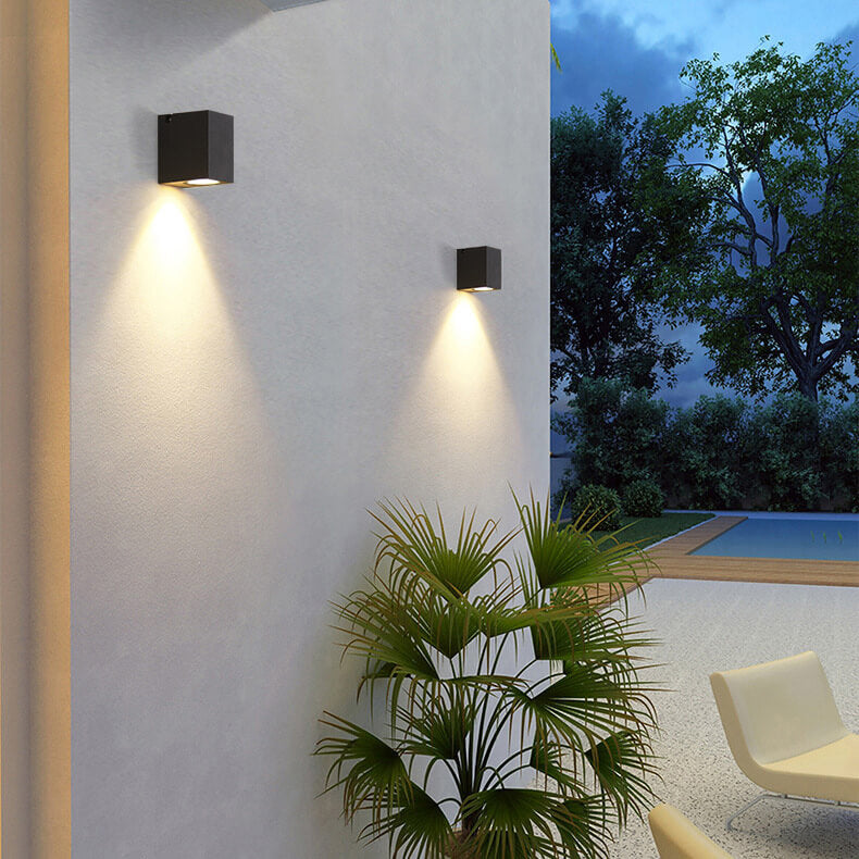 Modern Outdoor Waterproof Square Spotlight Adjustable Angle LED Garden Wall Sconce Lamp