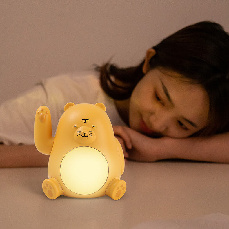 Lampe de nuit moderne créative en silicone LED USB rechargeable en forme de tigre 