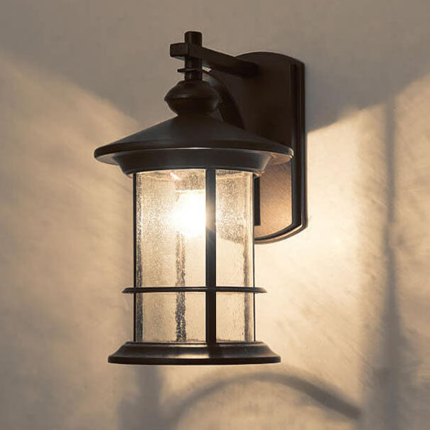 Industrial Vintage Bubble Glass Column 1-Light Outdoor Waterproof Wall Sconce Lamp