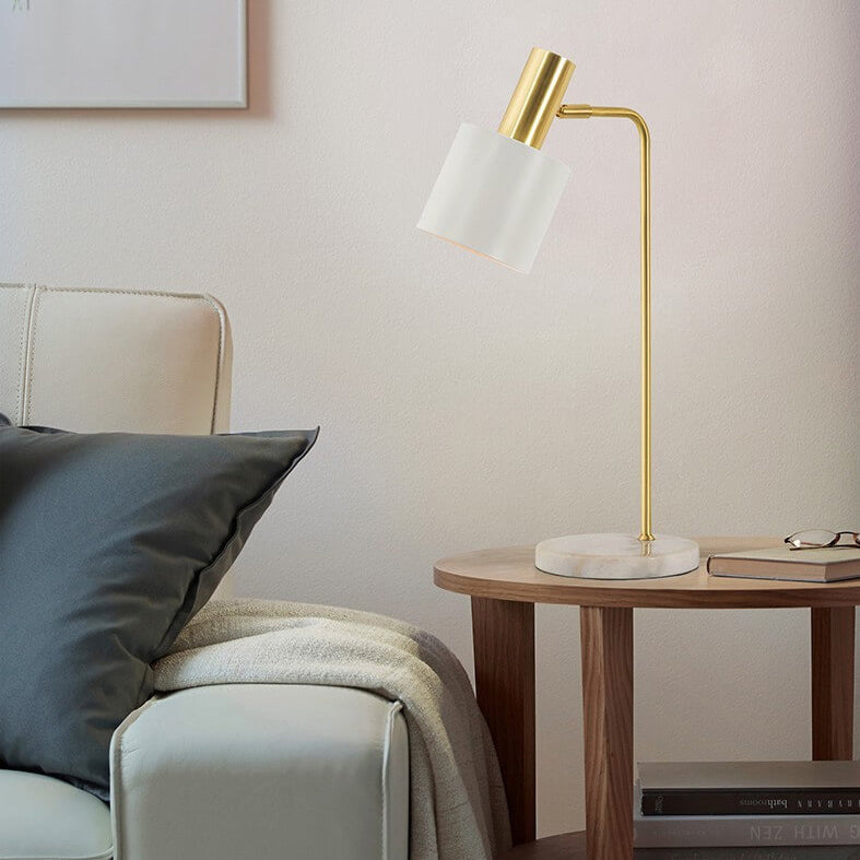 Lampe de Table Réglable à 1 Lumière en Marbre Cylindrique de Luxe Nordique 