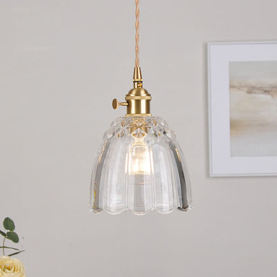 Nordic Simple Transparent Glass Lampshade Brass 1-Light Pendant Light