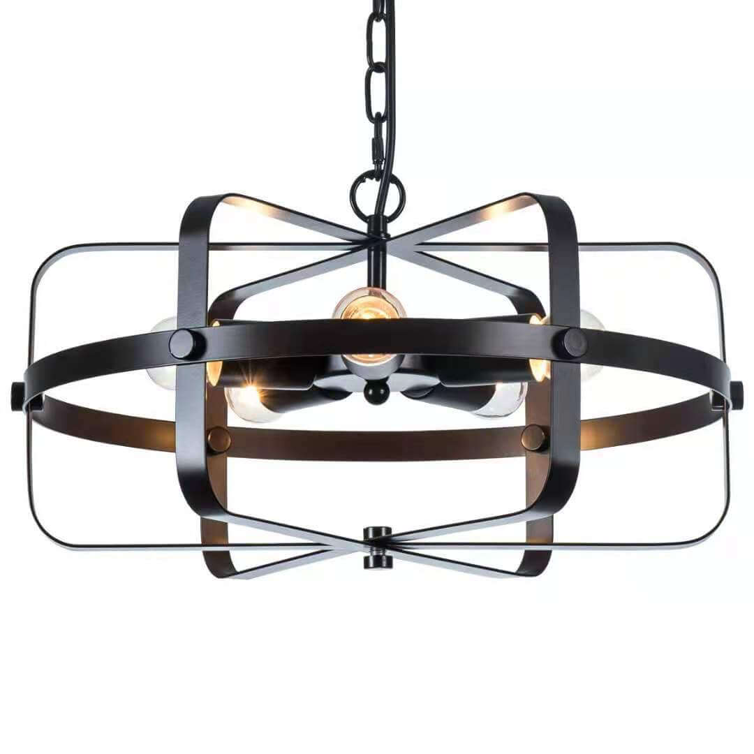 Industrial Vintage Iron Drum Shape Round 5-Light Chandelier