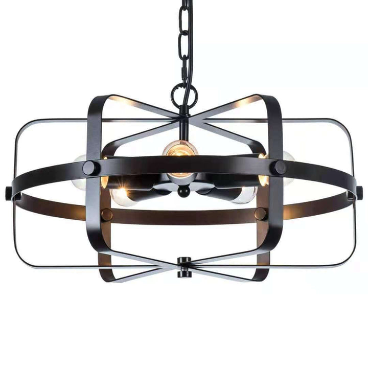 Industrial Vintage Iron Drum Shape Round 5-Light Chandelier