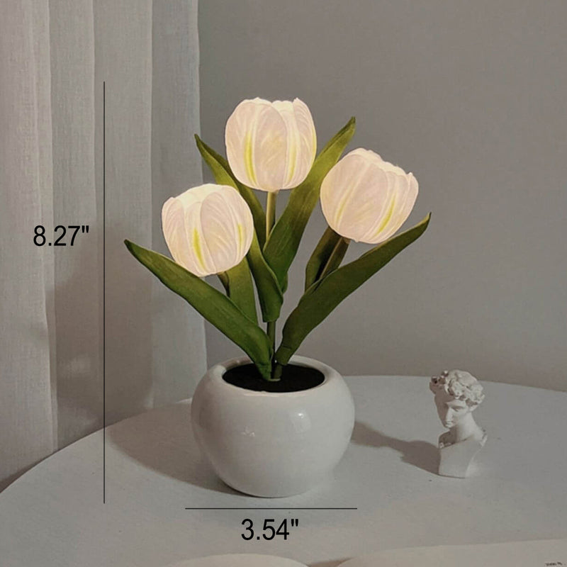 Tulip Simulation Bouquet Ceramic Flower Pot LED Night Light Table Lamp