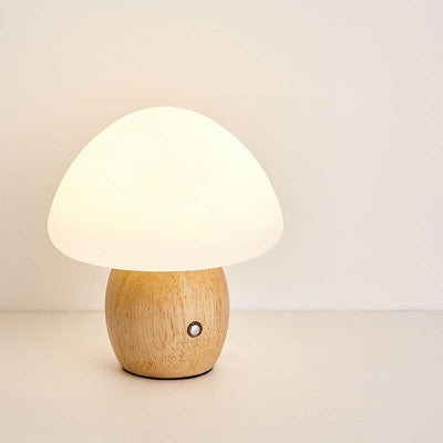 Nordic Creative Mushroom Solid Wood Acrylic LED Touch Table Lamp