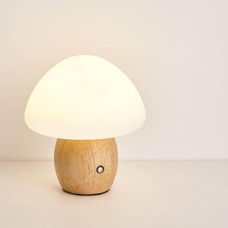 Nordic Creative Mushroom Solid Wood Acrylic LED Touch Table Lamp