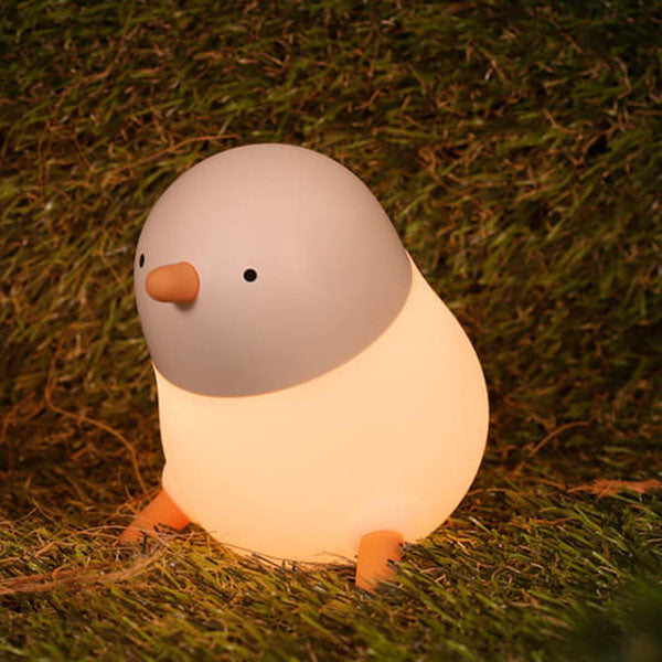 Lampe de table LED avec veilleuse en silicone créative en forme de poussin de dessin animé 