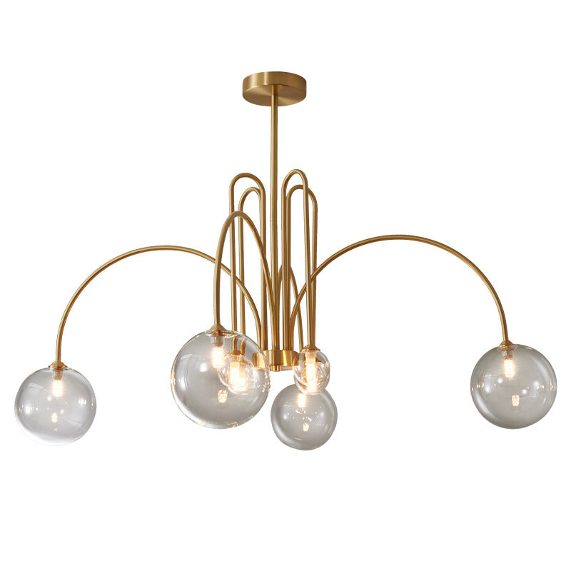 Modern Minimalist Glass Bubble Ball Brass 4/6/8 Light Chandelier