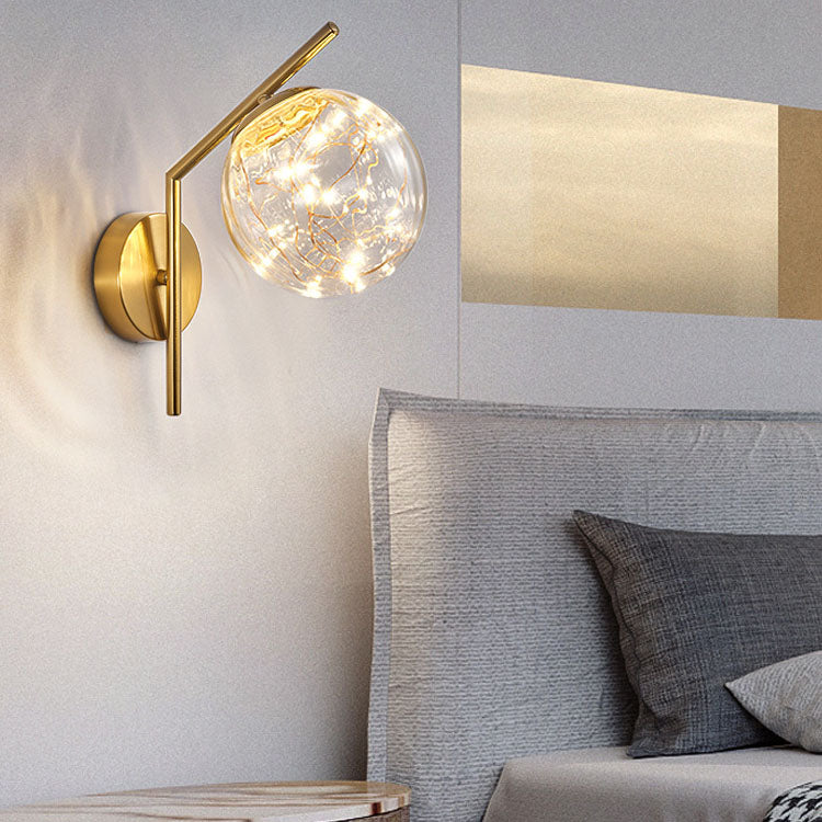 Traditionelle europäische Wandleuchte mit vollem Stern aus Eisen und Glas mit LED-Lichtkugel für Wohnzimmer und Schlafzimmer 