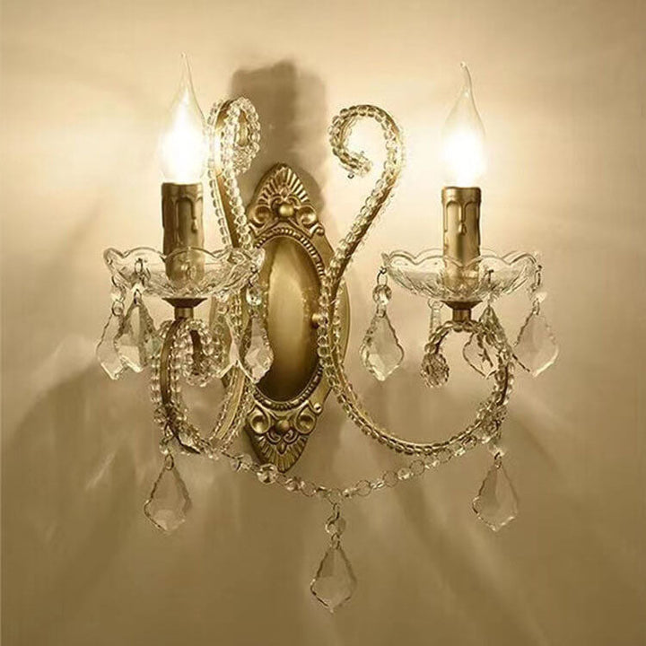 Applique murale européenne vintage en cristal candélabre 1/2 lumière 