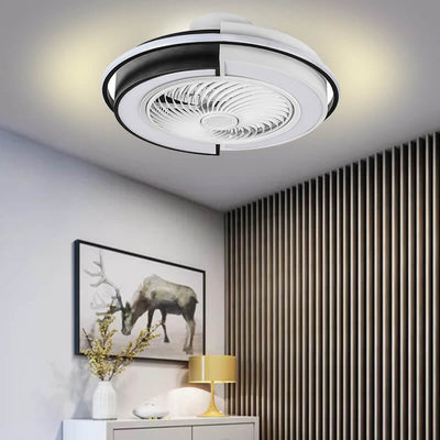 Modern Creative Round LED Semi-Flush Mount Ceiling Fan Light