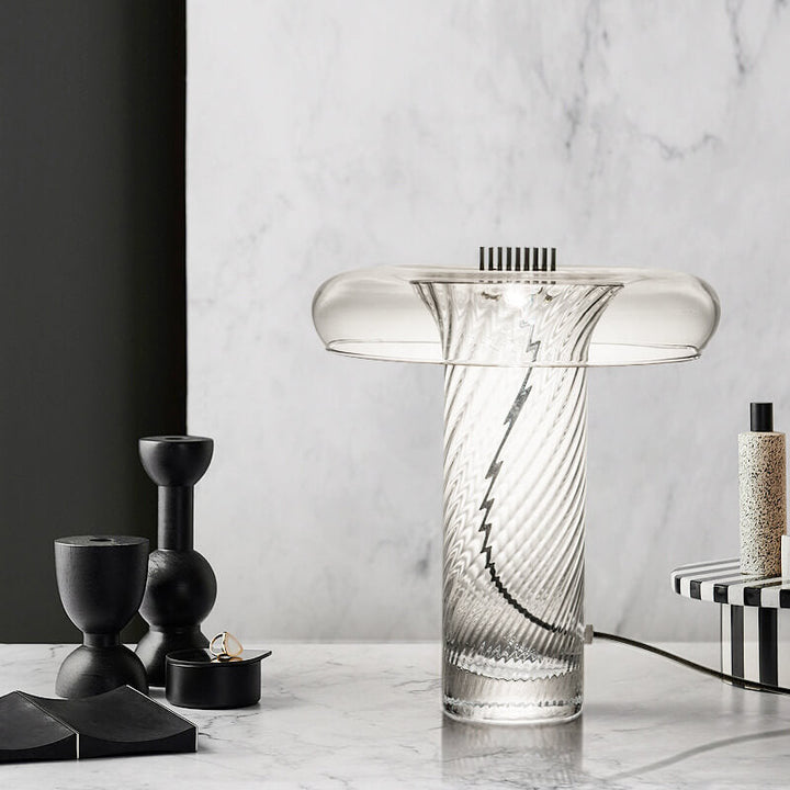 Nordische Luxus Blumenklare Glas Säulen LED Tischlampe 
