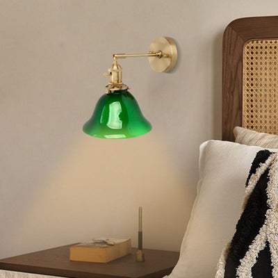 Japanische Retro Green Cone Copper 1-Light Wandleuchte