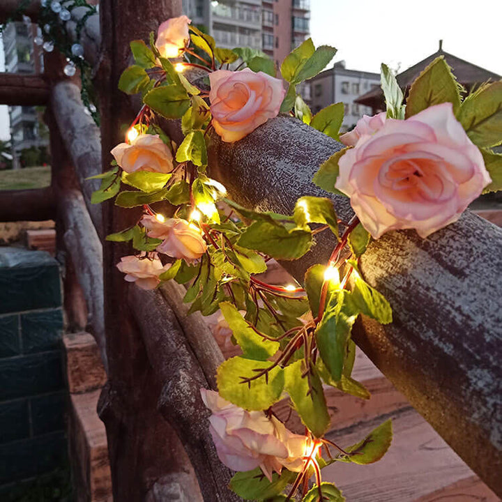 Luces de cadena LED para exteriores a prueba de agua y golpes Rosa Solar 