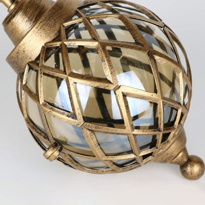 European Vintage Round Ball Die-Cast Aluminum Glass Waterproof Outdoor 1-Light Pendant Light