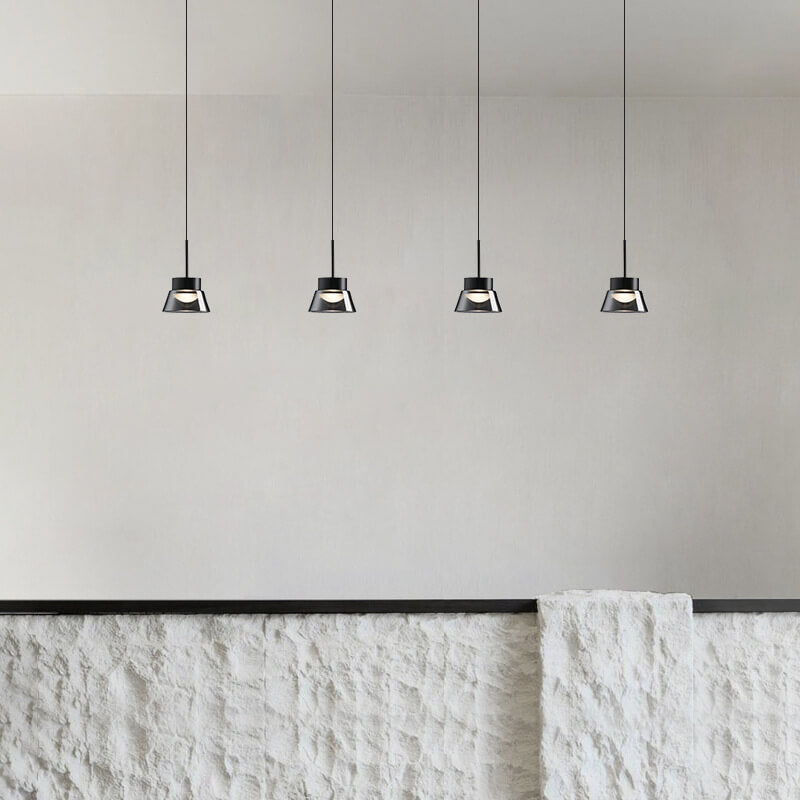 Modern Minimalist Smoke Gray Aluminum Glass Cone Acrylic LED Chandelier for Living Room