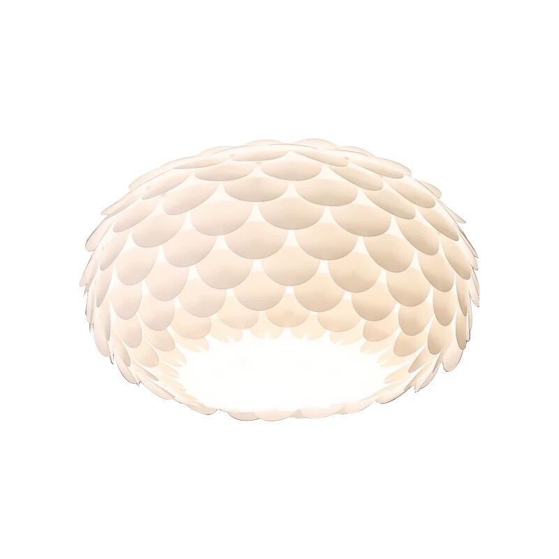 Contemporary Creative Cream Pine Cone Round Iron PVC Dome 1-Light Pendant Light For Living Room