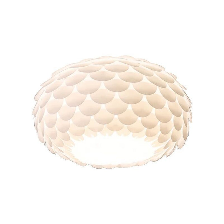 Contemporary Creative Cream Pine Cone Round Iron PVC Dome 1-Light Pendant Light For Living Room