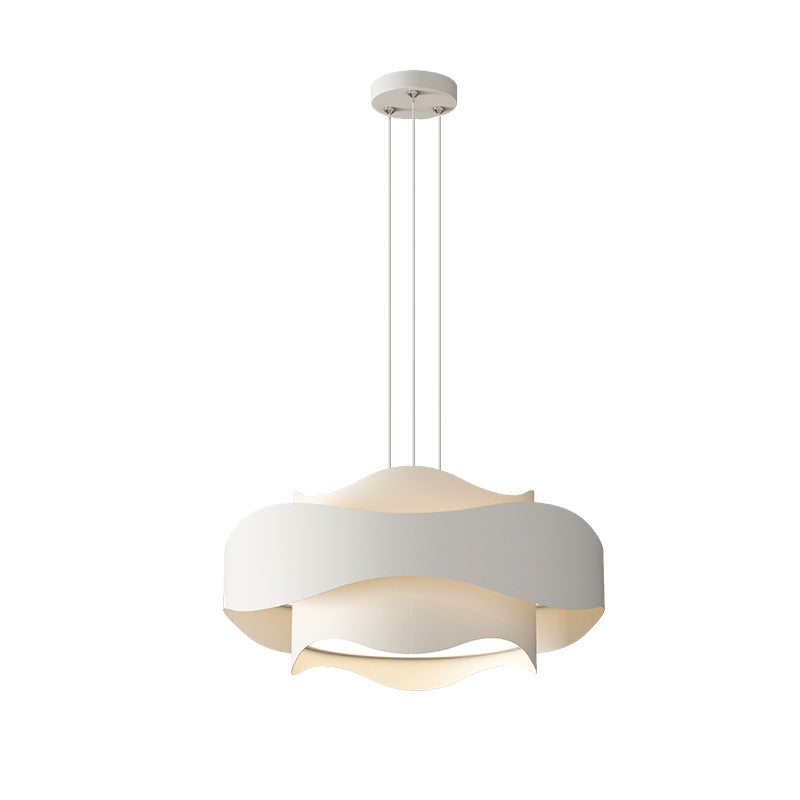 Contemporary Creative Wave Strip Round Iron Acrylic LED Island Light Chandelier For Dining Room