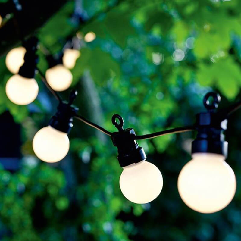 G50 Indoor Outdoor Patio String Lights With Globe Clear Glass Bulbs Connectable