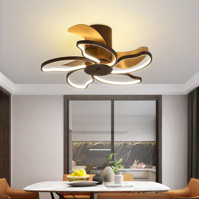 Nordic Minimalist Petal Shaped LED Semi-Flush Mount Ceiling Fan Light