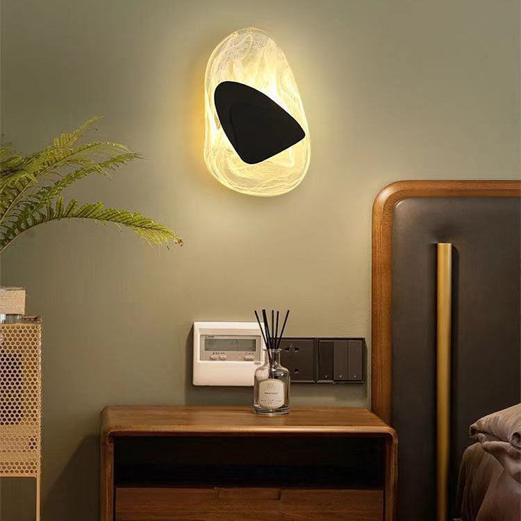 Moderne minimalistische unregelmäßige ovale Hardware Glas LED Wandleuchte Lampe für Schlafzimmer 