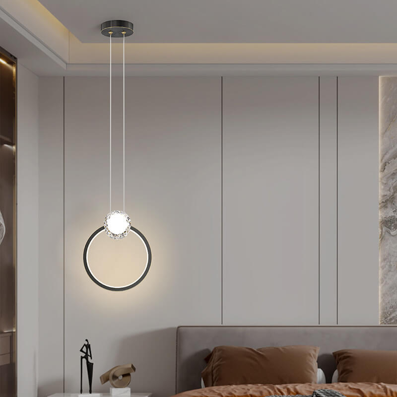 European Light Luxury Round Copper Crystal LED Pendelleuchte 