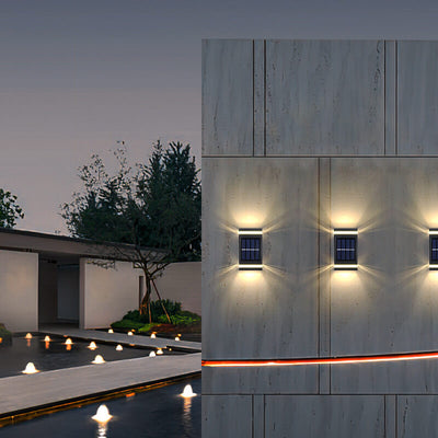 Simple Solar Rectangular Flat LED Outdoor Waterproof Wall Sconce Lamp