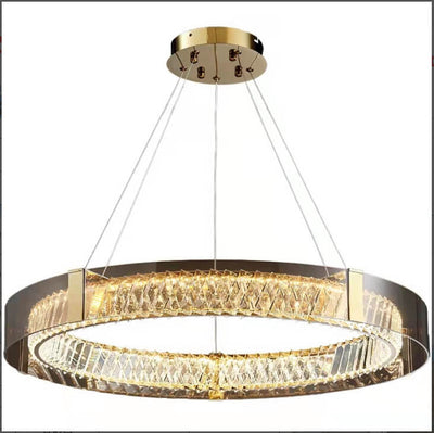 Italian Light Luxury Crystal Circle Plating LED Chandelier