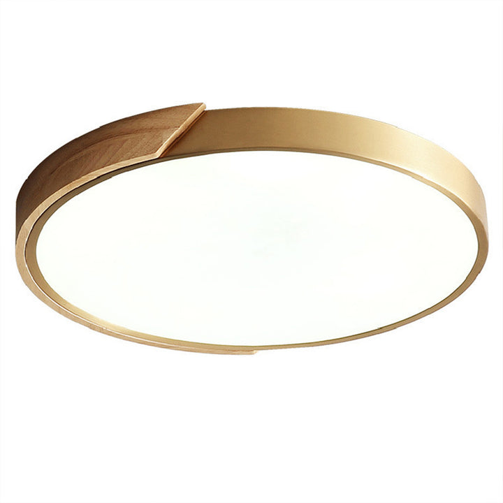 Iluminación empotrada LED redonda moderna de lujo ligero de cobre y madera 