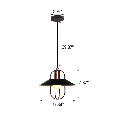 Industrial Creative Wrought Iron Conical Column Frame 1-Light Pendant Light