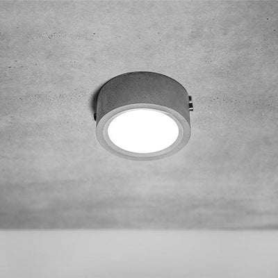 Industrial Simple Round Cement LED Flush Mount Ceiling Light