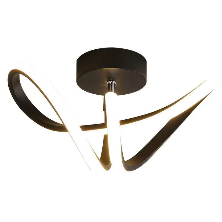 Lámpara de techo LED semiempotrada de hierro y silicona con líneas curvas de estilo minimalista moderno para sala de estar y dormitorio 