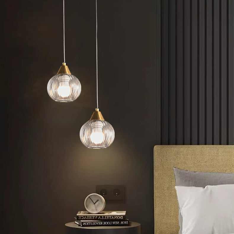 Italian Minimalist Glass Round Metal 1/2 Light Chandelier
